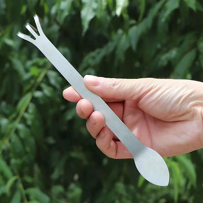 1Pc Stainless Steel Root Rake Bonsai Potted Plants 3-Prong Loosen Soil Tool Handheld Rustproof Rake Home Gardening Tool