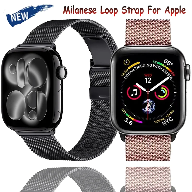 Milanaise-Loop-Armband für Apple Watch 45 mm 44 mm 46 mm 40 mm 42 mm 41 mm, atmungsaktives Metallarmband iWatch UItra 3/2 49 mm 10 9 8 7 6 5 4