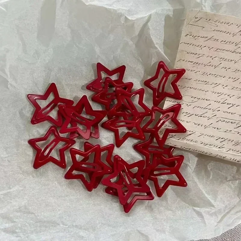 Hair Clips Five-pointed Star Hairpin Red Cute Korean Hair Accessories Princess Bangs Clip Wedding Hair-Pieces Hair Jewelry