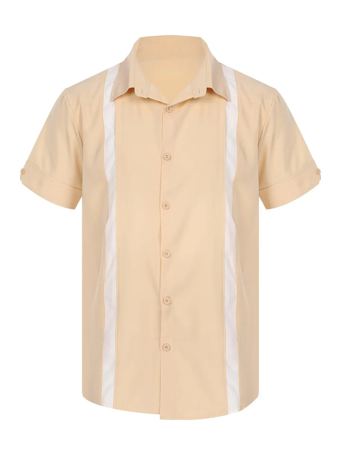 New Men's 3D Printed European and American Retro Short Sleeved Cardigan Collar Shirt