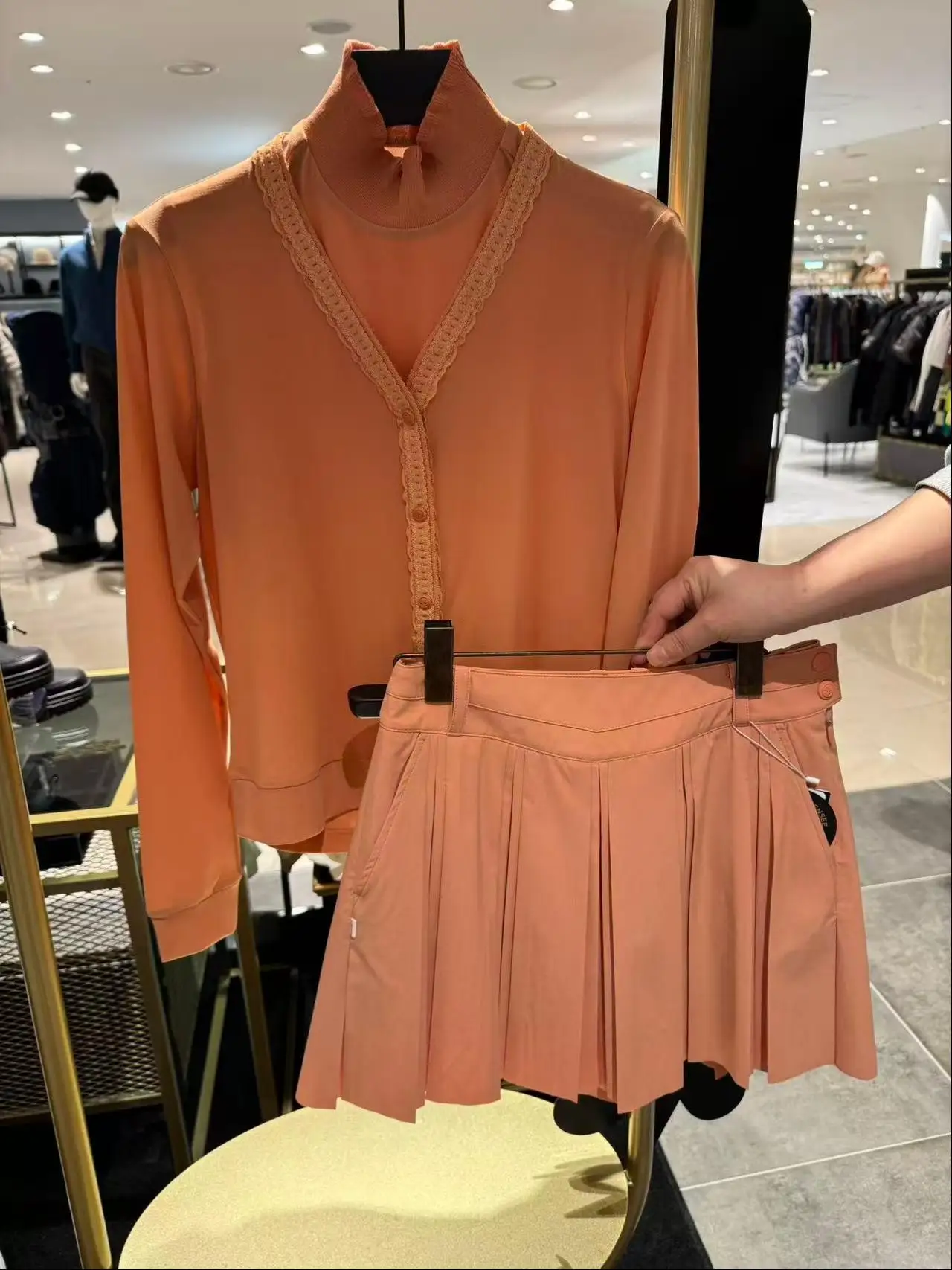 Women Golf 2‑Piece Outfit Early Autumn Long Sleeve Top Breathable Quick Dry Ladies Golf Sport Training Pullover Tops