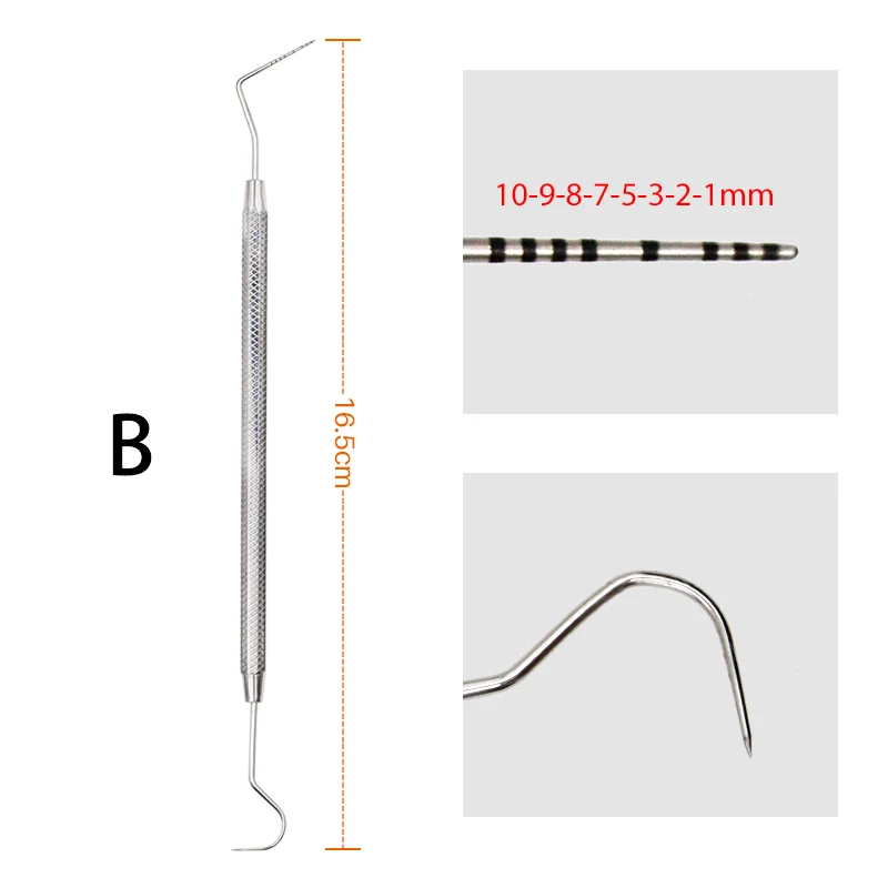 Sonda Dental em Aço Inoxidável Sonda Periodontal com Scaler, Explorer Instrument Tool, Material do Equipamento Endodôntico, 1Pc