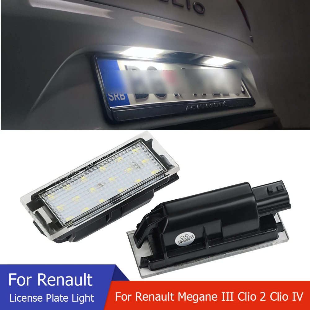 

License Plate Light For Renault Megane 3 Vel Satis Twingo II Clio III Waterproof Number License Plate Light 6500K White Lamp