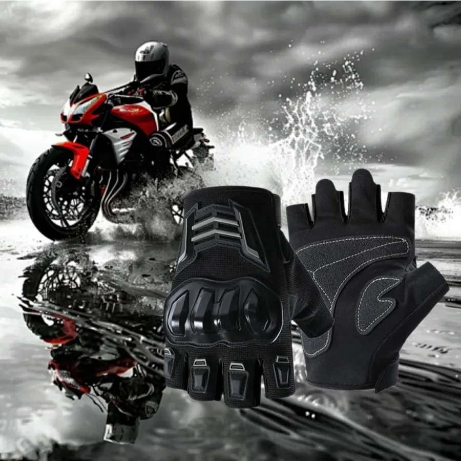 Motorcycle Half Finger Gloves Breathable Anti Slip Wear Resi