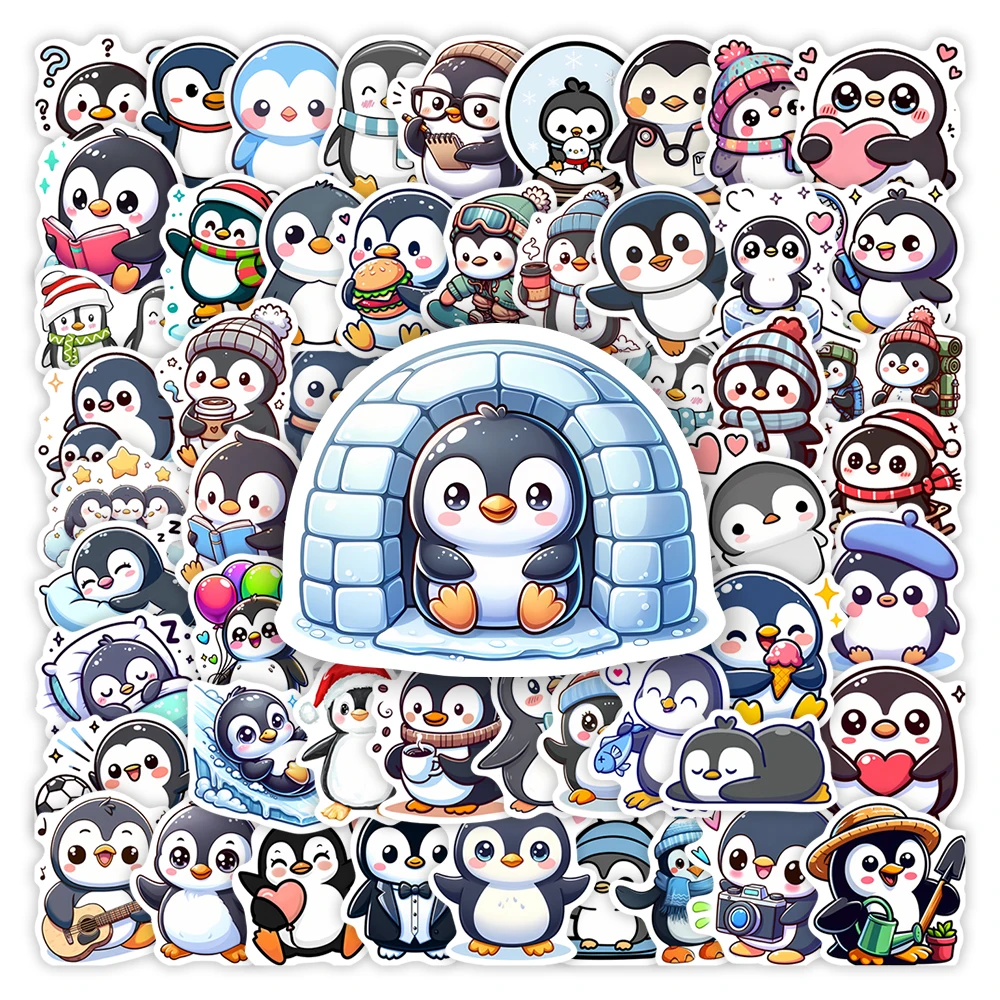 Fun Cartoon Penguin Collection Stickers Toys Gift Decal for Scrapbook Junk Journals Laptop Luggage Bottles Decorative Waterproof