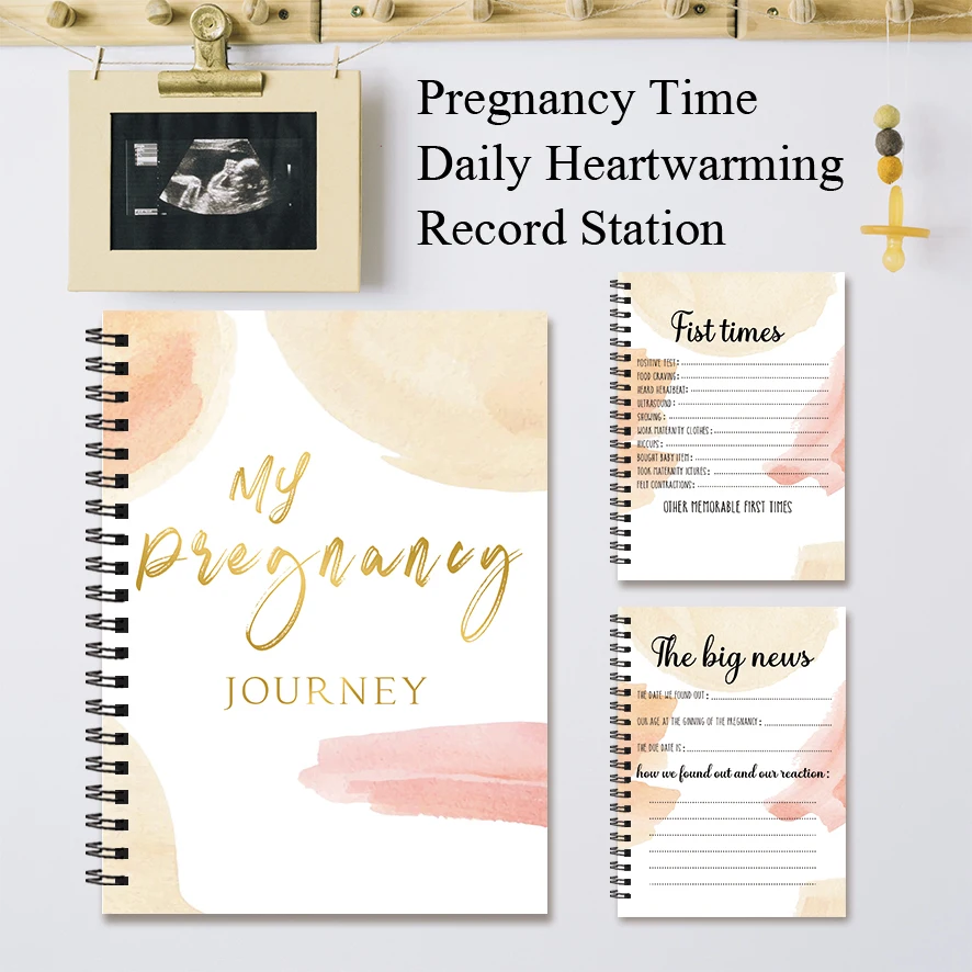 Pregnancy Journal Sticker Set for New Moms, Weekly Pregnancy Tracker Memory Book, 8.3x11.2 Inch, 32 Pages