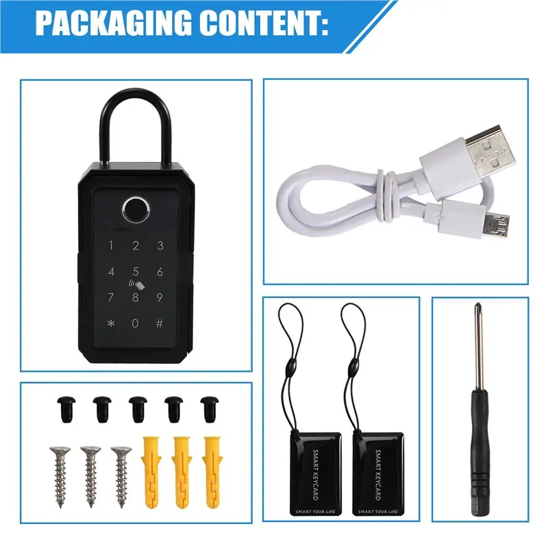 B29C-Smartkey Lock Box, Home Key Wireless Smartlock Box, Electronic Key Box App Digital Code Bluetooth Key Safe For Host Durable