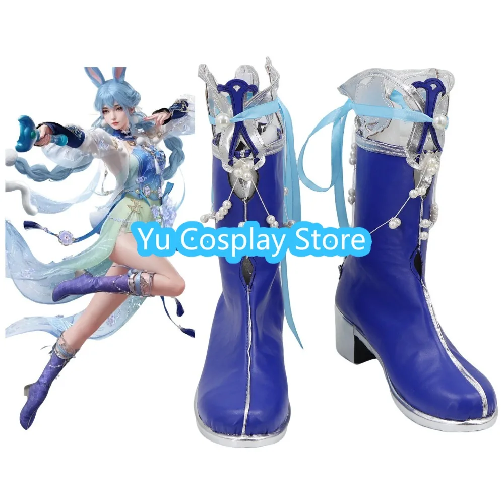 Naraka Bladepoint Blue Rabbit Black Eye Cosplay Shoes Special Collaboration Edition Custom