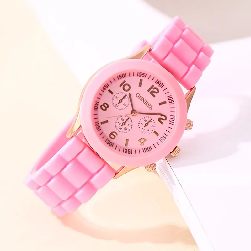 Fashion Women Watches Elegant Ladies Dress Quartz Watch Luxury Womens Pink Silicone Jelly Wristwatch Girls Gifts Reloj Mujer