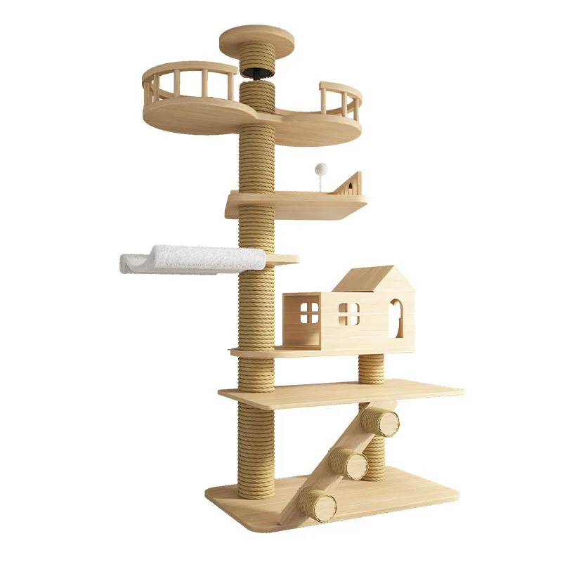 Customization Cat Climbing House Tongtian Pillar Wood Pet Toys Frame Nest Tree Tower for Cats Games Park Furniture Accessories