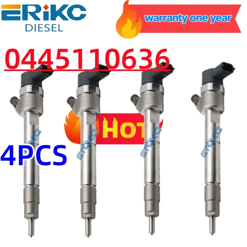 

0445110636 New Diesel Fuel Injector 0445110636 0 445 110 636 S00012593 for SAIC Chase V80 G10 T60 ERIKC 4PCS