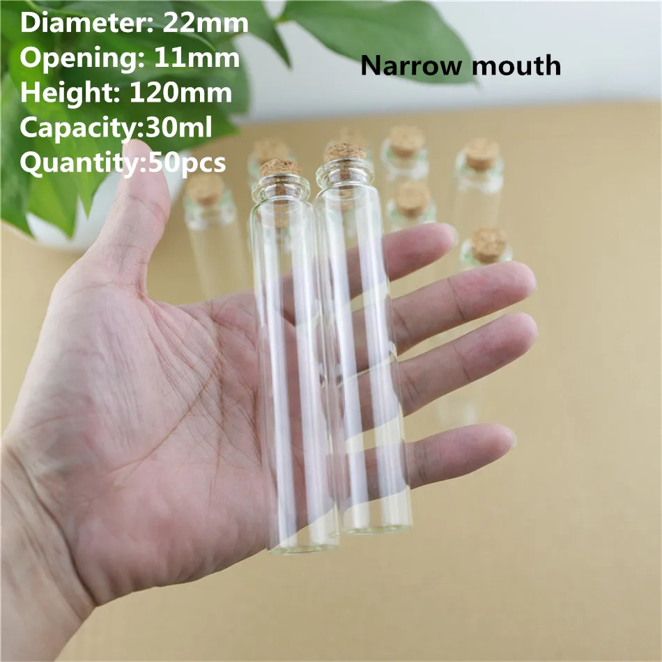 50 PCS Glass Jars Mini Glass DIY Bottles Cork Lids Diameter 22mm Transparent Jars for Crafting, Message Vials, Decoration