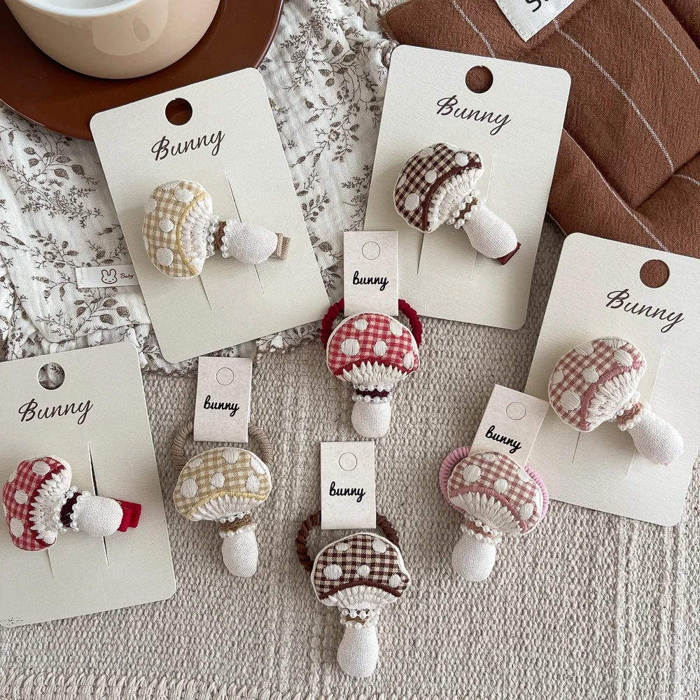 منقوشة الفطر دبوس الشعر هيرباند الأطفال إكسسوارات الشعر الكرتون تنوعا الطفل ذيل حصان هيرباند كسر