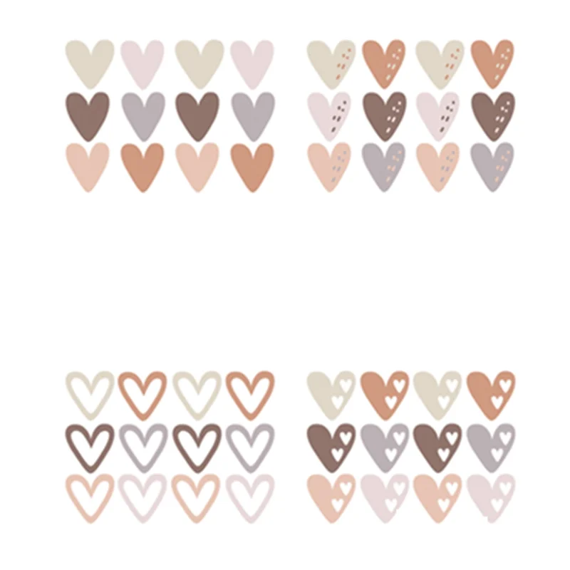 -RRKK 144PCS 하트 Bohemianstyle Boho 자체 접착 벽 스티커 세트 하트 모양의 장식 스티커 세트 키트