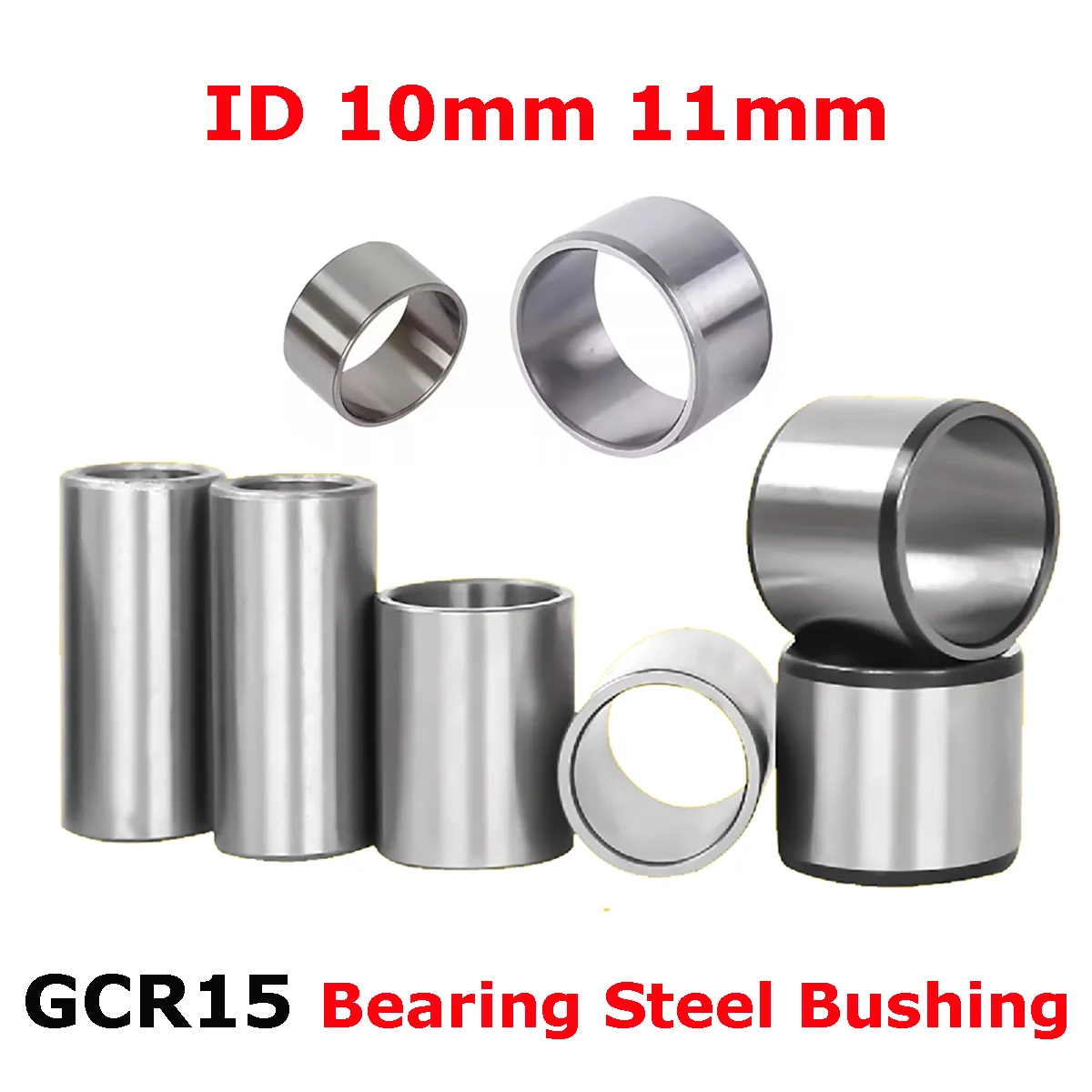 2pcs ID 10mm 11mm GRC15 Bearing Steel Bushing Round Hollow Unthreaded Stand-off Spacers Wear Resistant Guide Sleeve L=2-89mm