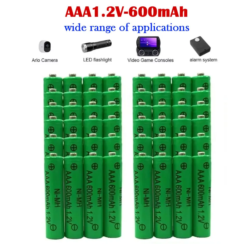 AAA  600mAh 1.2V NI-MH Battery Toy Flashlight Remote Control Clock Shaver Electric Toothbrush Replacement Rechargeable Batteries