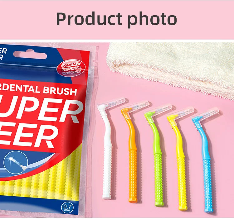 Super Deer 0,7-mm-L-förmiger Interdentalbürste mit weichen Borsten, Interdental-Zahnbürsten zur Reinigung zwischen den Zähnen, geeignet für Zahnspangen. – Detail 10