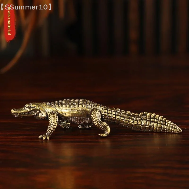 【xxx】Antique Bronze Retro Copper Crocodile Lizard Statue Animal Alligator Figure Feng Shui  Business Desktop Decorations Crafts