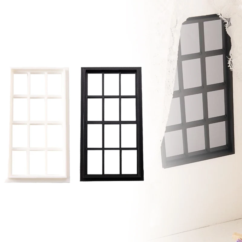 กรอบหน้าต่างไม้จำลองขนาด 1/12 สำหรับบ้านตุ๊กตา เฟอร์นิเจอร์จิ๋ว ของตกแต่งบ้านตุ๊กตา อุปกรณ์ฉากจิ๋ว