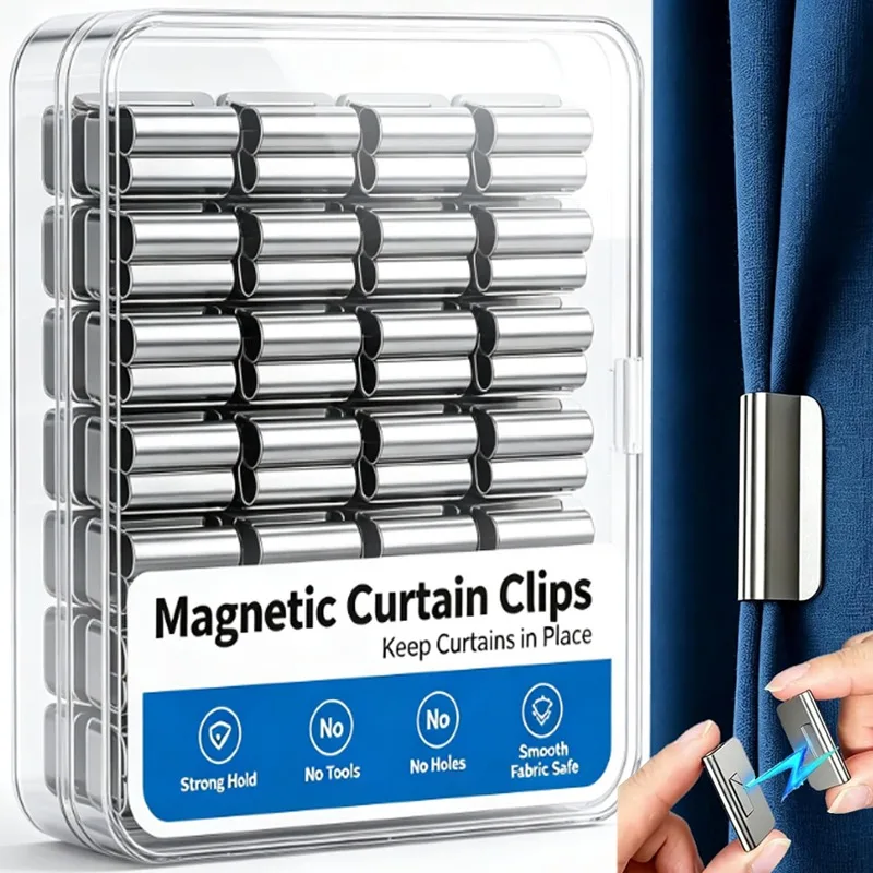 20/2 PEÇAS Clipes Magnéticos Fortes para Cortinas, Fixadores Sem Furo para Cortinas Blackout, Mantêm a Cortina Fechada, Evitam a Entrada de Luz para Casa, Quarto e Escritório