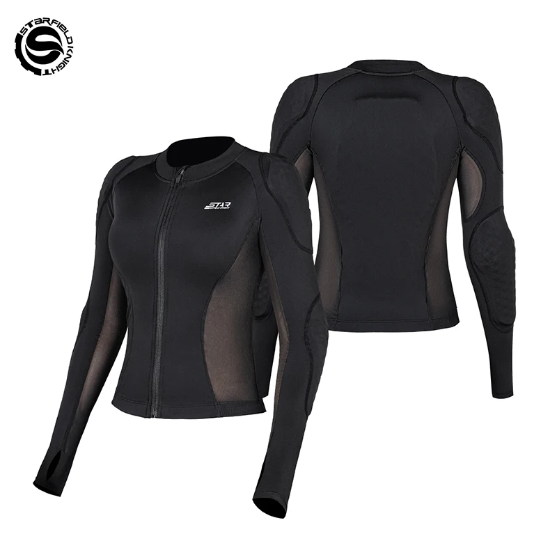 sfk-black-motorcycle-women's-jacket-slim-fit-summer-breathable-soft-armor-riding-clothing-with-ce-protective-gears-accessories