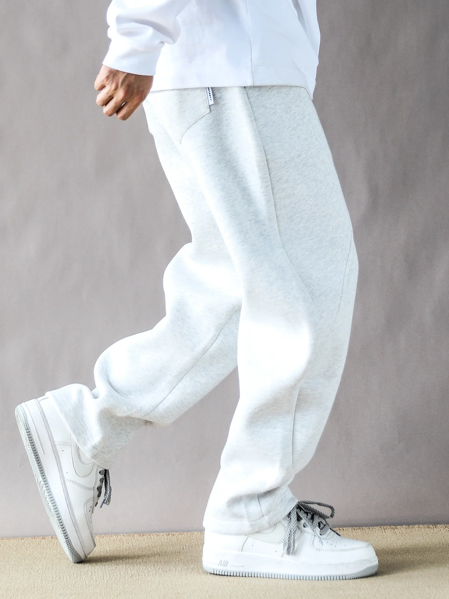 

Мужские спортивные брюки в американском ретро-стиле, плотные, свободные, повседневные, весна-осень, новинка 2025 года, прямые, длинные, белые