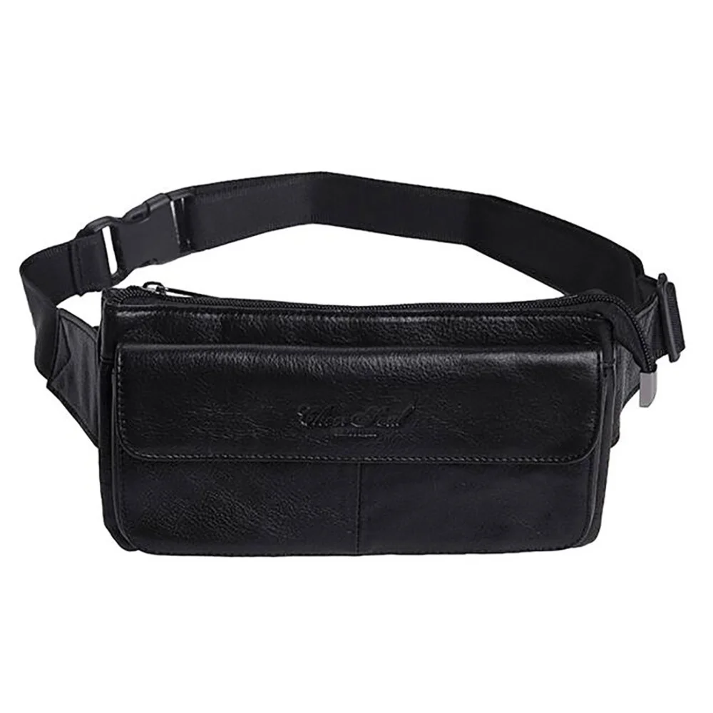 Men Genuine Leather Waist Pack Bag First Layer Cowhide Loops Belt Hip Bum Purse Riding Shoulder Cross body Messenger Chest Bags