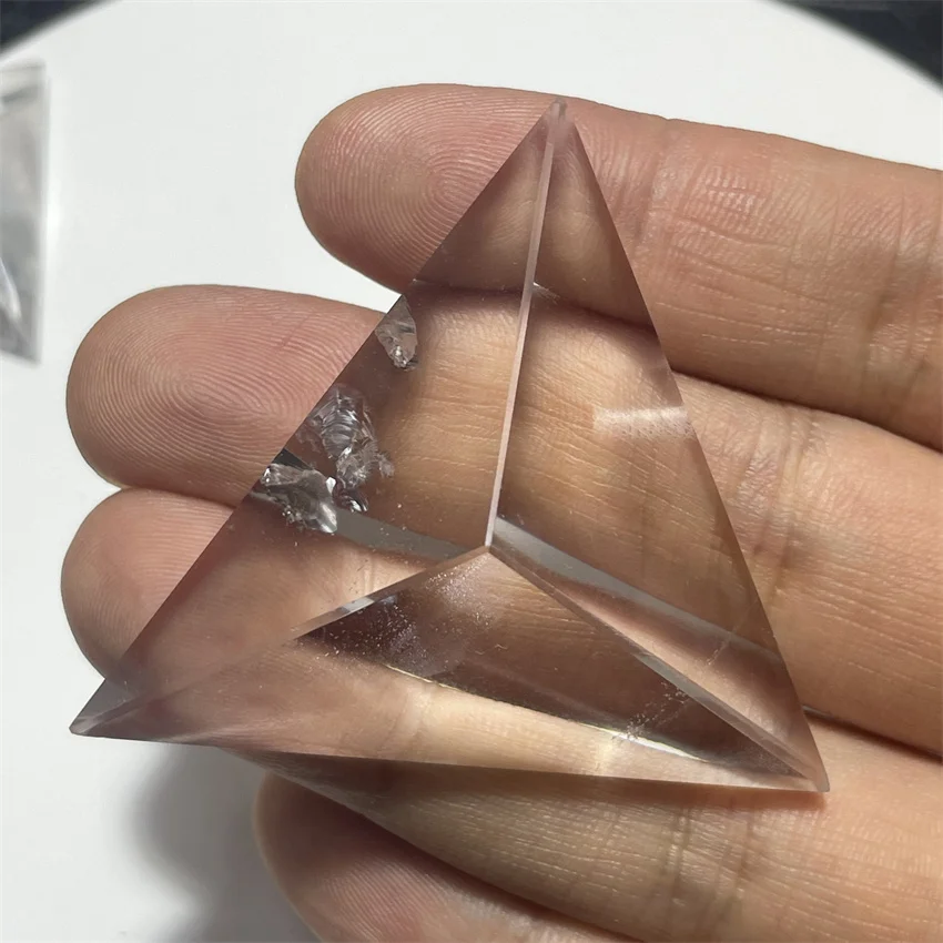 New Arrival !  Natural  Crystal Tetrahedron Pyramid 4 Faces 6 Edges  Handmade Pyramid Reiki Healing