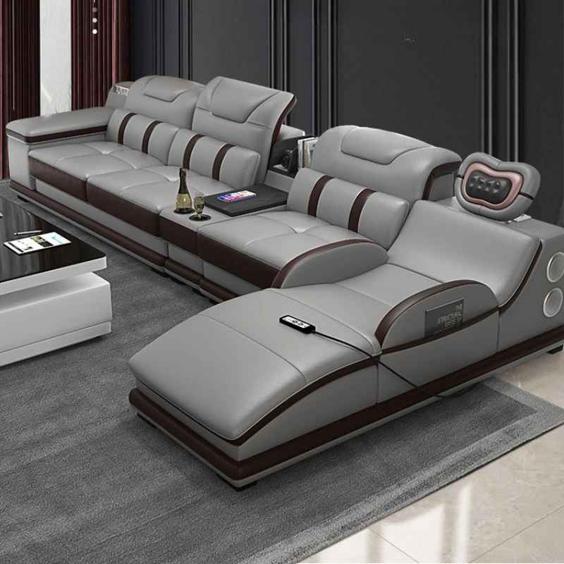 Massage Luxury Living Room Sofas Genuine Leather Designer Reclining Sofa Sectional Italian Sofy Do Salonu Furniture Couch