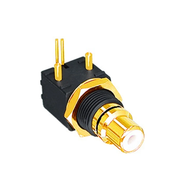 F3MA Copper-Gold-plated RCA Terminals Female Jack Printed Circuit Board BNC Female Socket Connector Digital Coaxial 90°Socket
