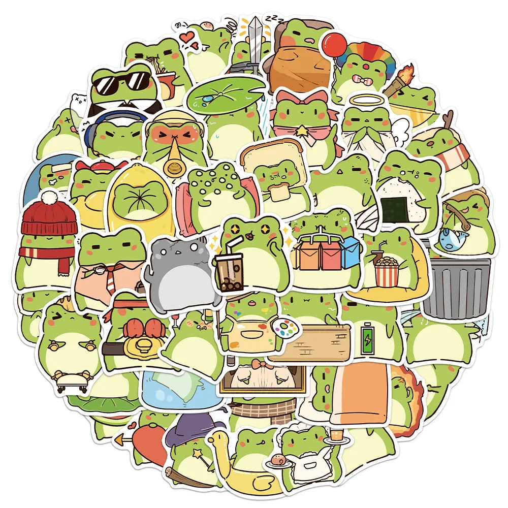 50PCS Versatile Frog Cartoon Cute Stickers Set DIY Phone Case Laptop Guitar Computer Decorative Stickers