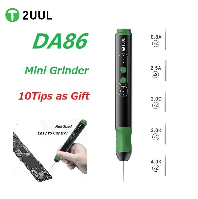 

2UUL DA86 mini grinder Auto-Remembers Last Gear Easy to Control Suitable for Electronic Device Motherboard Maintenance Repair