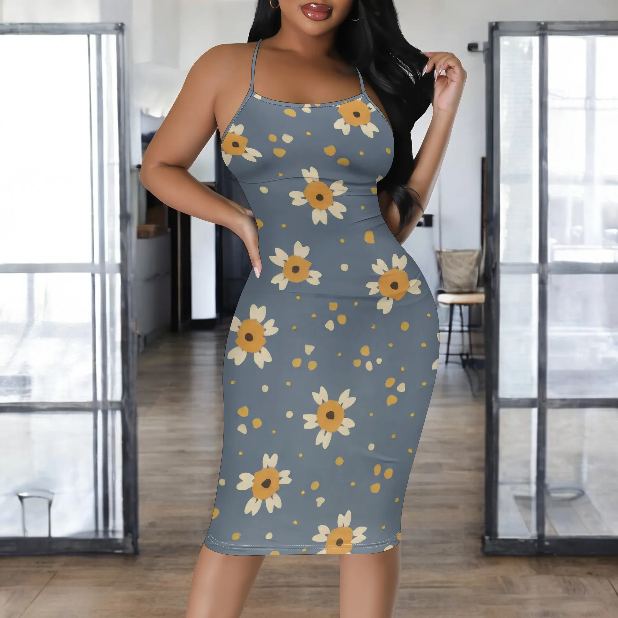 

Women's Sexy Bodycon Spaghetti Strap Dress Sleeveless Short Ruched Sheath Backless Cami Midi Beach Vacation Dresses