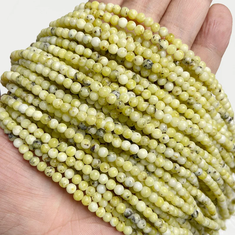 Women Natural Stone smooth Yellow Turquoises Gem stone Beads loose Round Beads 6 8 10 12MM For Jewelry Making Fit DIY Bracelet