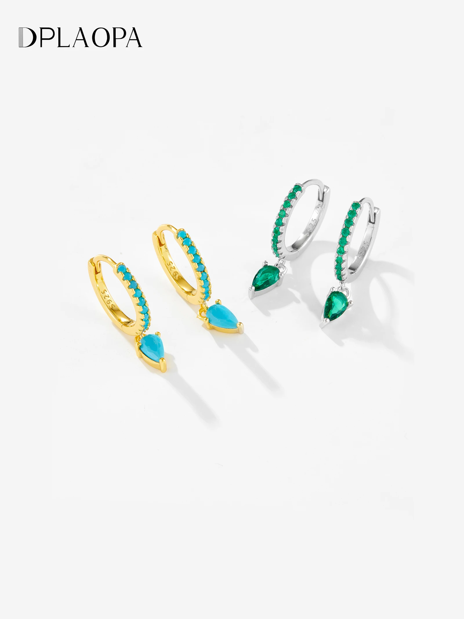 

DPLAOPA 100% Стерлинговое Серебро 925 пробы Цвет капли воды серьги-кольца с цирконом 2024 простой улучшенный изящный подарок ювелирные изделия для женщин