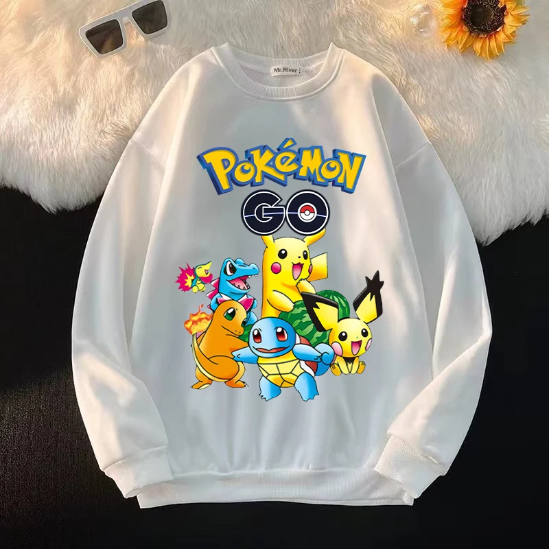 Pokemon Round Neck Sweatshirt for Children Pikachu Anime Cartoon Hoodie Boys Girls Autumn Fashion Kawaii Clothing Kids Clothes