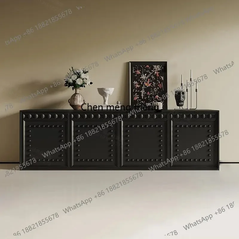 

K153 Французский антикварный ретро-шкаф для телевизора из массива дерева, американский черный ретро-шкаф для прихожей с местом для хранения