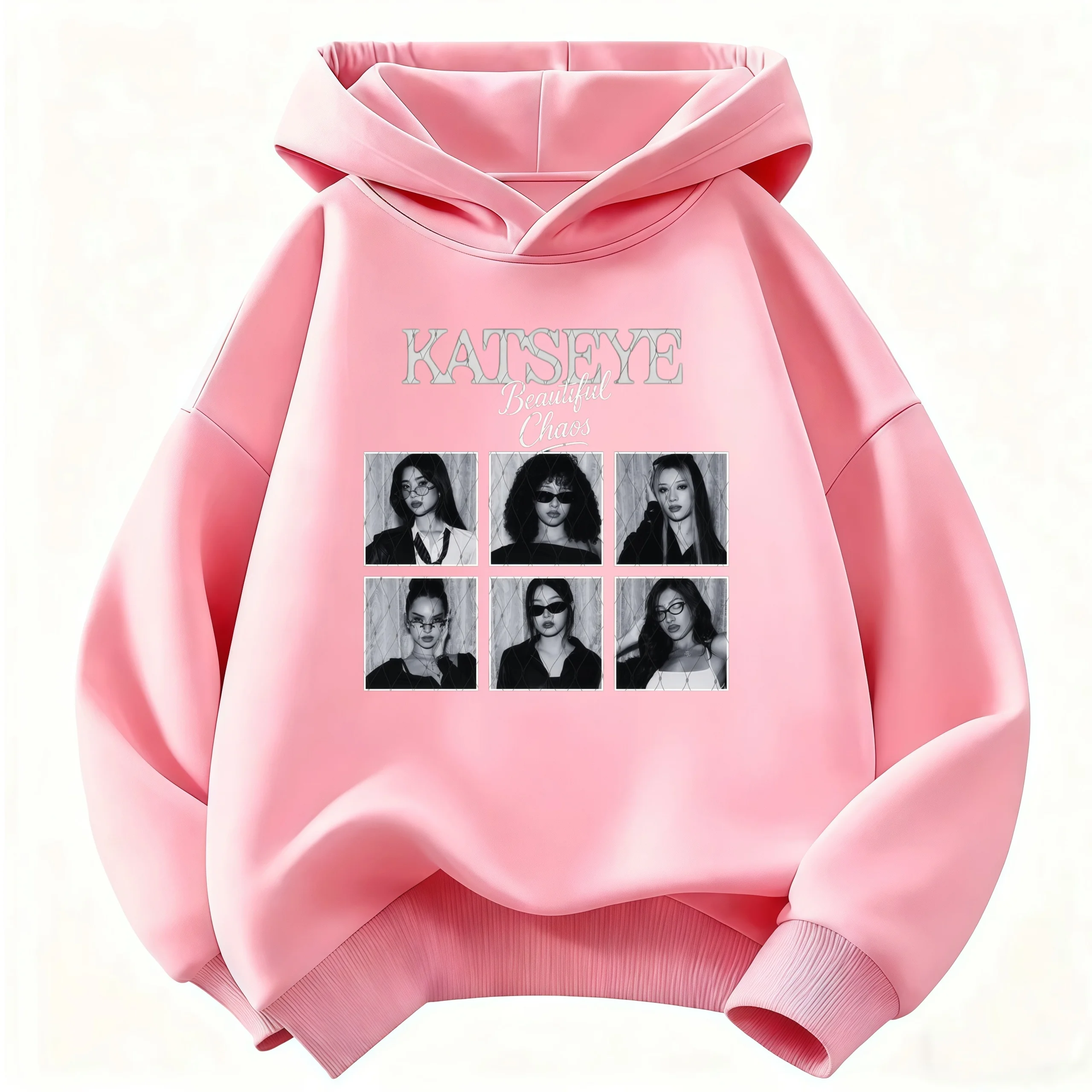 Children KATSEYE Grid Portrait Debut Single Hoodie Kids Loose Hooded Sweatshirt Boys Girls Graphic Pullover Fan Merch Daily Tops