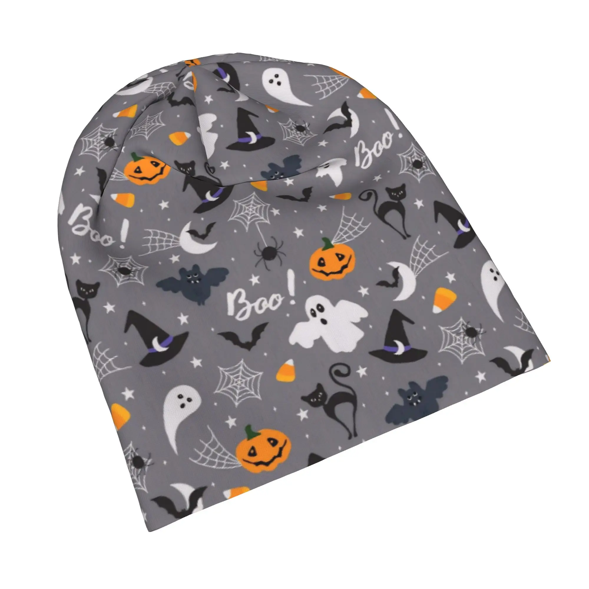 Halloween Ghost Pumpkin Spooky Trick Or Treat Witch Beanie Cap for Men Women Streetwear  Beanies Hat for Cycling