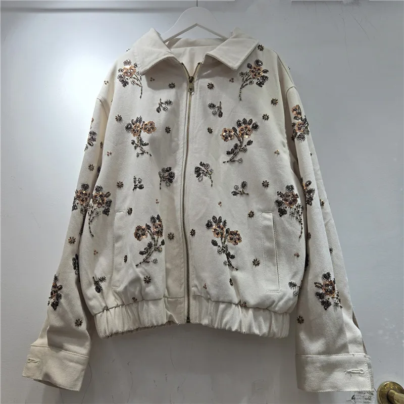 SuperAen European and American Style Retro Embroidered Flares Jacket for Women Casual Loose 2026 Autumn New Fashion Tops
