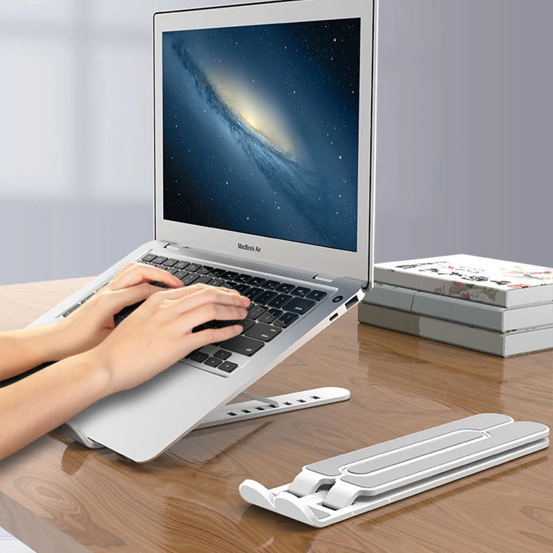 Portable Folding Laptop Stand With Storage Bag Office Computer Support Rack Height Adjustable NonSlip Hollow Heat Dissipation