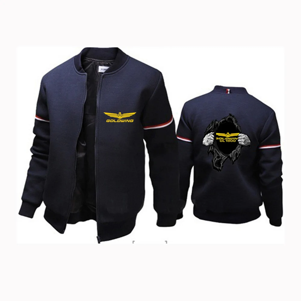 2024 Goldwing GL1800 Motorcycle New Spring Autumn Men Fashion Jackets Outdoor Sportwears Solid Color Stand Collar Flight Jackets