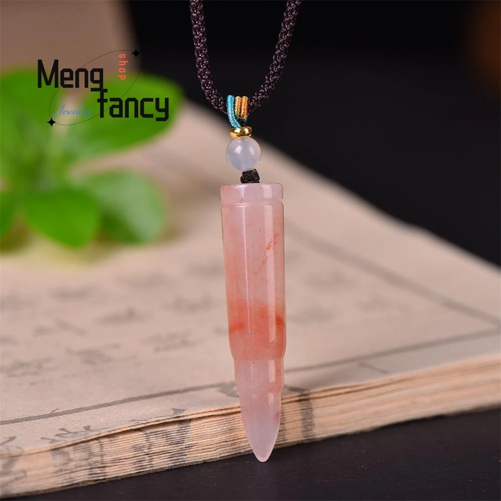 Popular Natural Golden Silk Jade Pink Boutique Peach Blossom Stuffed Bullet Premium Pendant Remove Evil Qi Avoiding Fine Jewelry