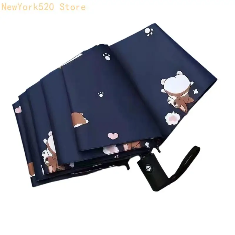 Automatic Sun Umbrella Black Coated Layer Ergonomic Handle For Summer Travel And Everyday Carry N84C