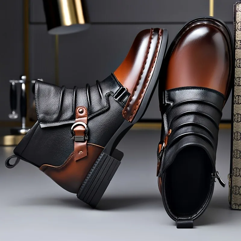 

Autumn Winter Retro Ankle Boots for Men Fashion Casual Size Zipper Motorcycle Boots Man New Designer Warm Platform Shoes Male