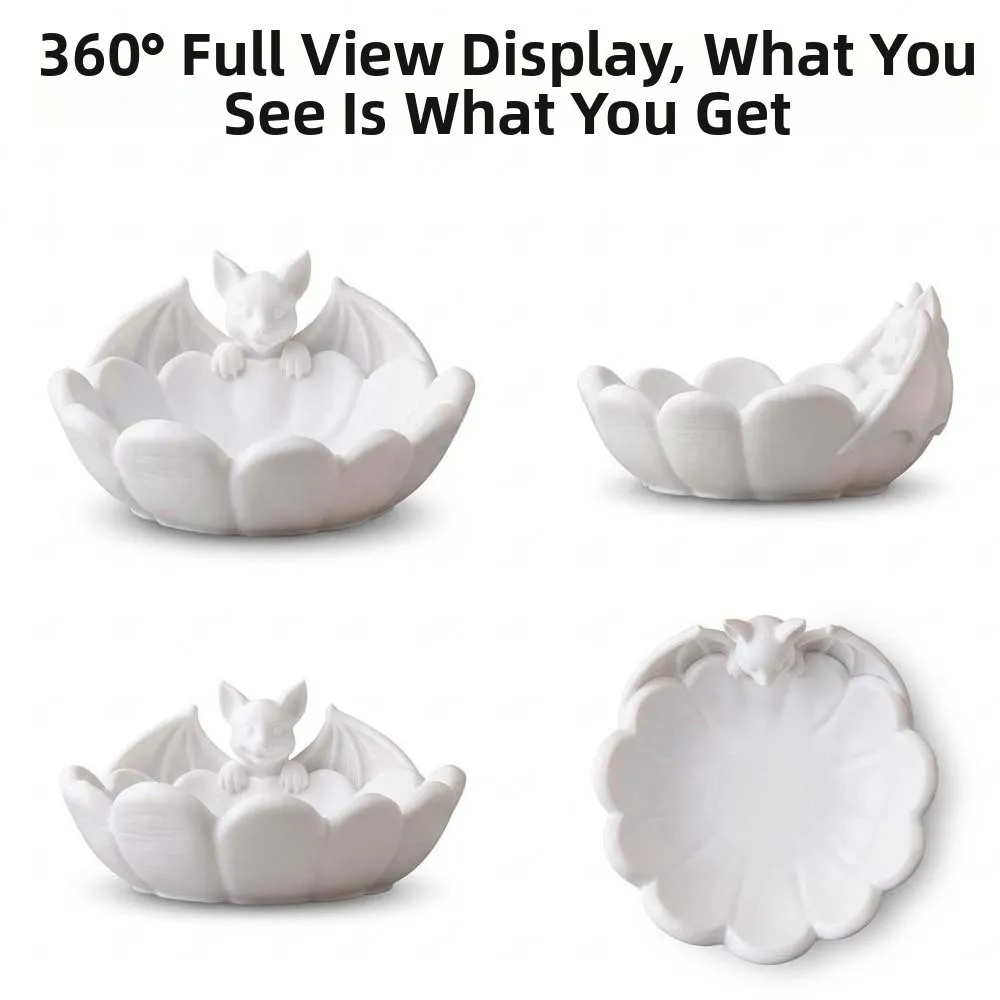 Platonic Tableware PLA 3D Printed Bowl Lightweight Matte Bat Snack Tray Molded Eco-friendly Halloween Organizer Entryway Table