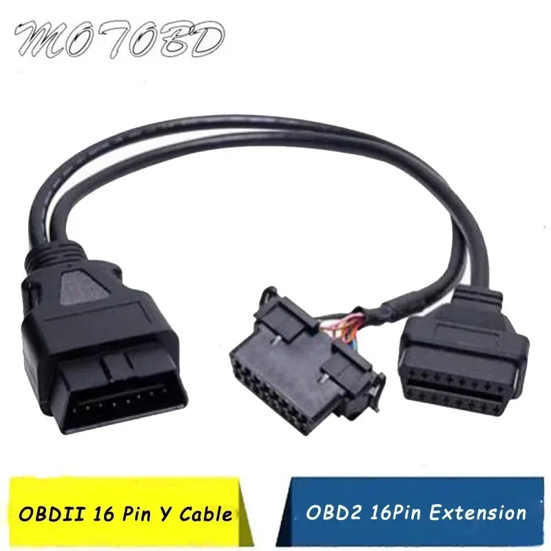 Universal Snap-in OBDII OBD II OBD2 16 Pin Male To Female Y Adapter Diagnostic Connector Extension OBD 16Pin Cable for Kia/Mazda