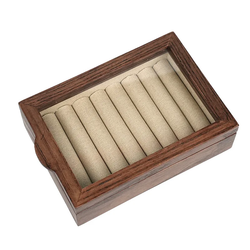 

Wooden box custom solid wood jewelry ring flip cover multi-gridentrance desktop coffee table office key storage box