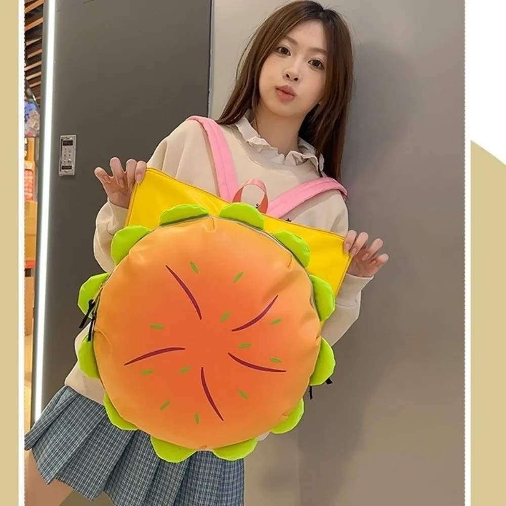 Funny Large Capacity Cheeseburger Backpack Lovely Style Waterproof School Rucksack Multi-layer School Bag Daily Use