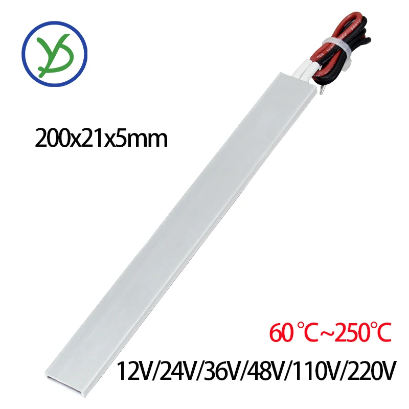 200*21*5mm 60~250°C Ultra-long Thermostatic Ceramic PTC Heating Sheet Heating Plate Electric Heater Accessories